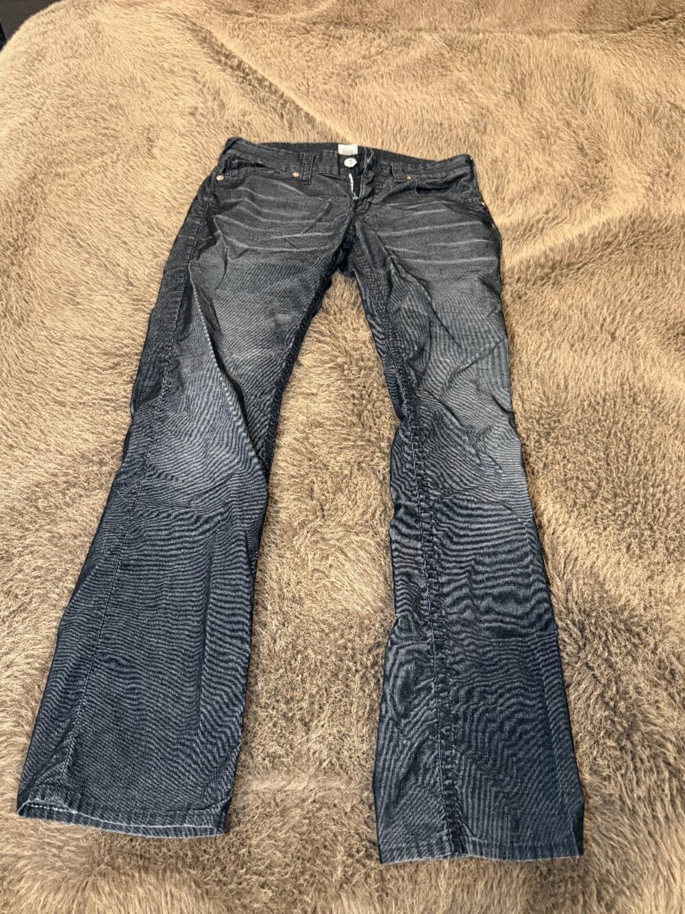 True Religion Men's Black Charcoal Whiskered Jeans Size 31 Y2K